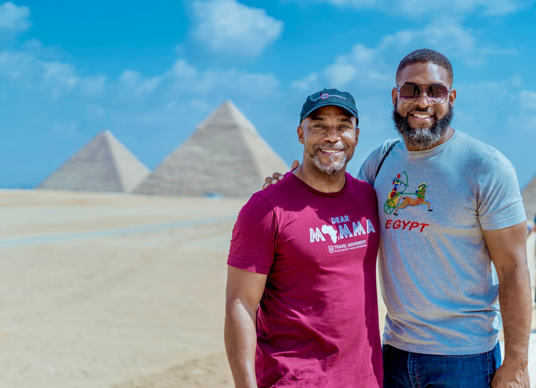 Sankofa traveler at the pyramids in Egypt